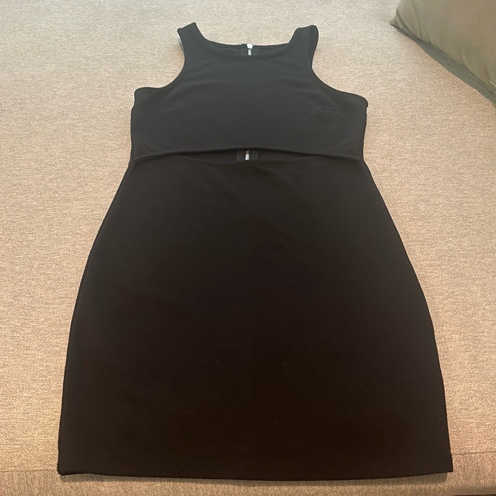 Black Mini Razorback Dress with Cutout